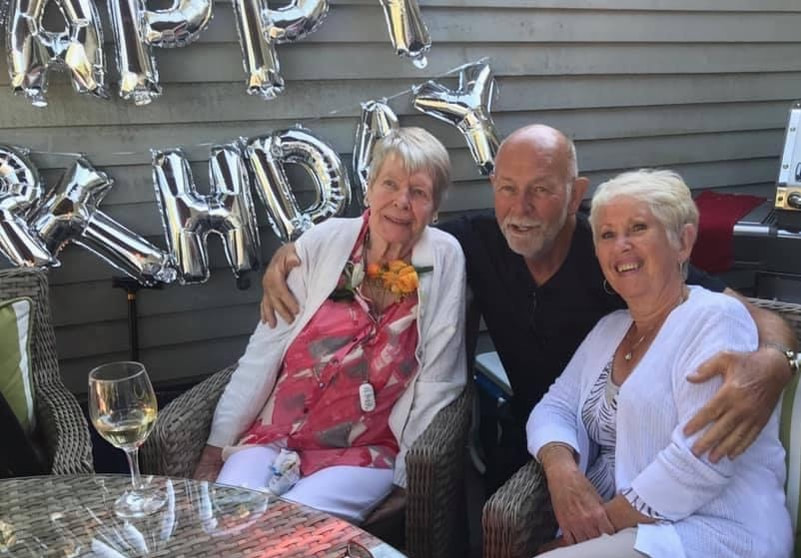 Helen, Gordie and Ruth celebrating her 90th!